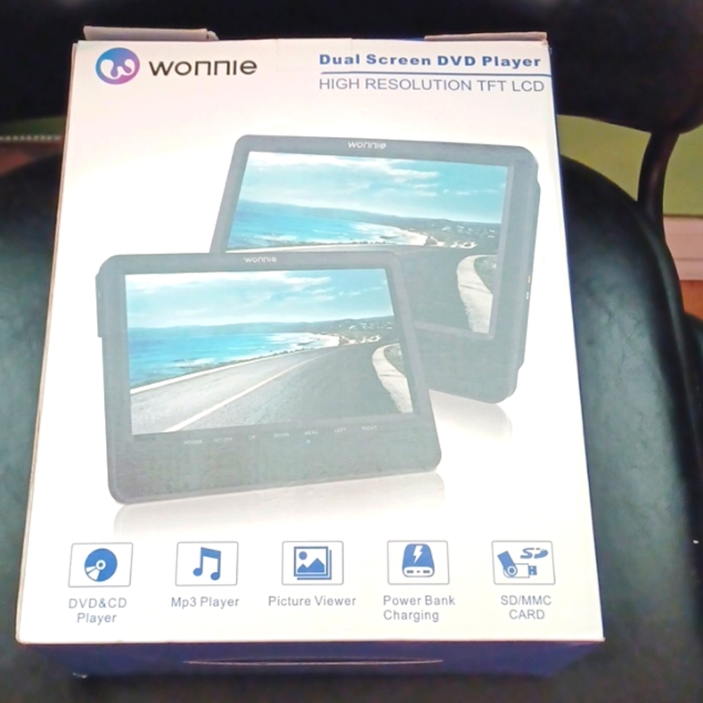 Black Dual Screen DVD Player